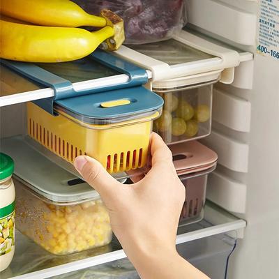 Schubladen-Typ Kühlschrank Aufbewahrungsbox Frühlingszwiebel Ingwer Knoblauch versiegelt Frischhaltebox Obst Gemüse Abtropfbox Küche Organizer