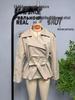 European and American Style Women's Solid Color Belted Short Jacket Windbreaker.