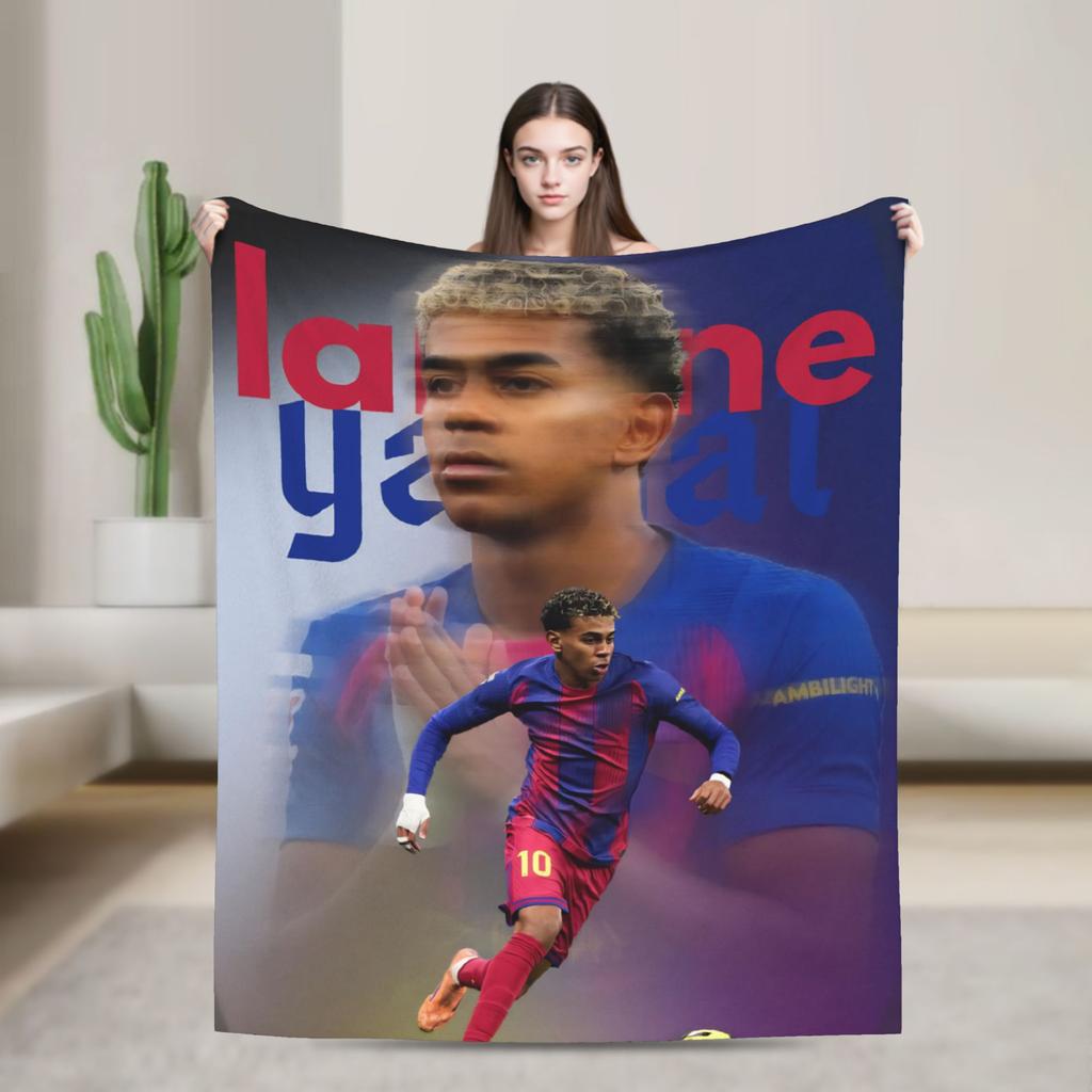 Fußball L-Lamine Yamal Spanien Decken Fleece Frühling/Herbst Multifunktionale Weiche Überwurfdecken für Zuhause Büro Bettwäsche Überwürfe