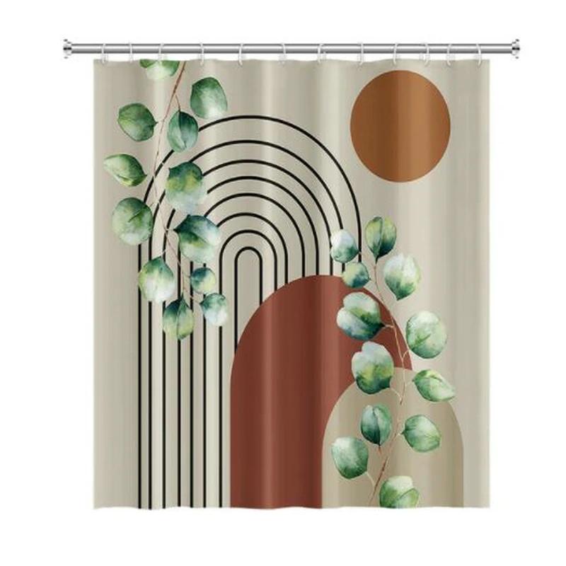 Nordic Wind Abstract Art Boho Shower Curtain Waterproof Polyester Bath Curtain Morandi Color Block Curtains For Bathroom Decor