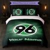 Set Biancheria da Letto Personalizzato Hannover 96 con Nome Testo 1 Copripiumino+2 Federe Logo Calcio Regalo Personalizzato per Occasione Speciale Decorazione Camera da Letto