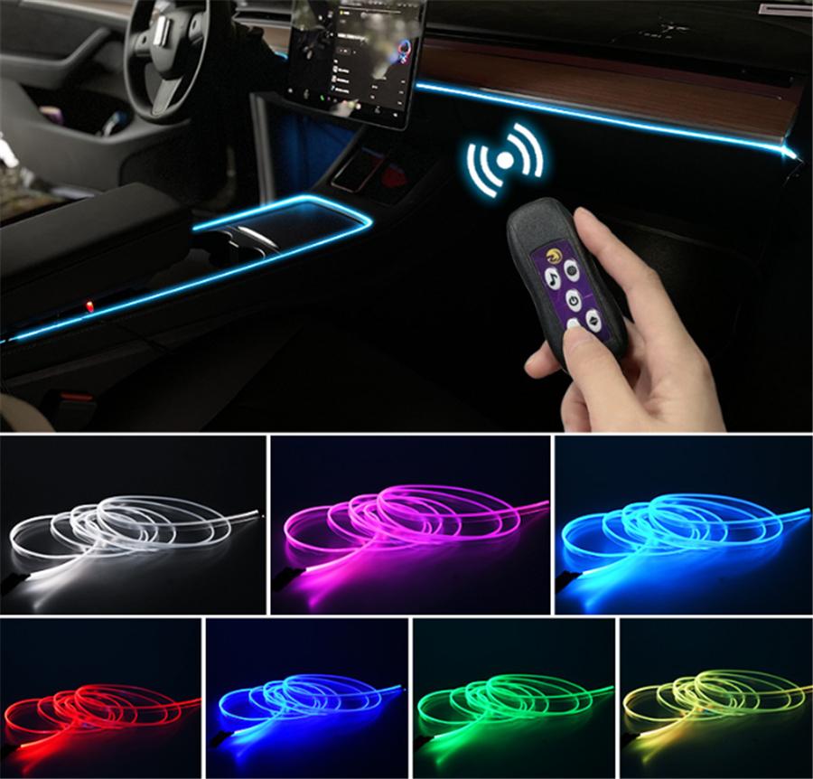 Car Interior Decor Lamp 3M Optical Fiber Neon Atmosphere Light Strip Play & Plug
