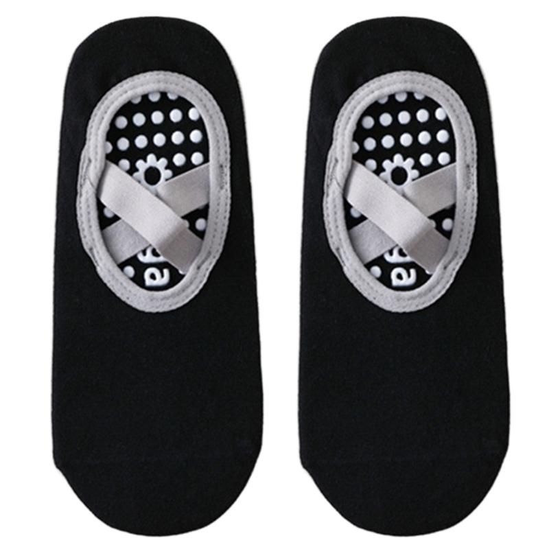1 Pair Women Nonslip Grip and Straps Bandage Cotton Yoga Socks Low Cut Socks for Pilates Barre Ballet Barefoot Workout