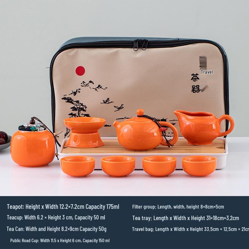 Portable Ceramic Tea Set with Tray - Custom Engraved Anniversary Gift