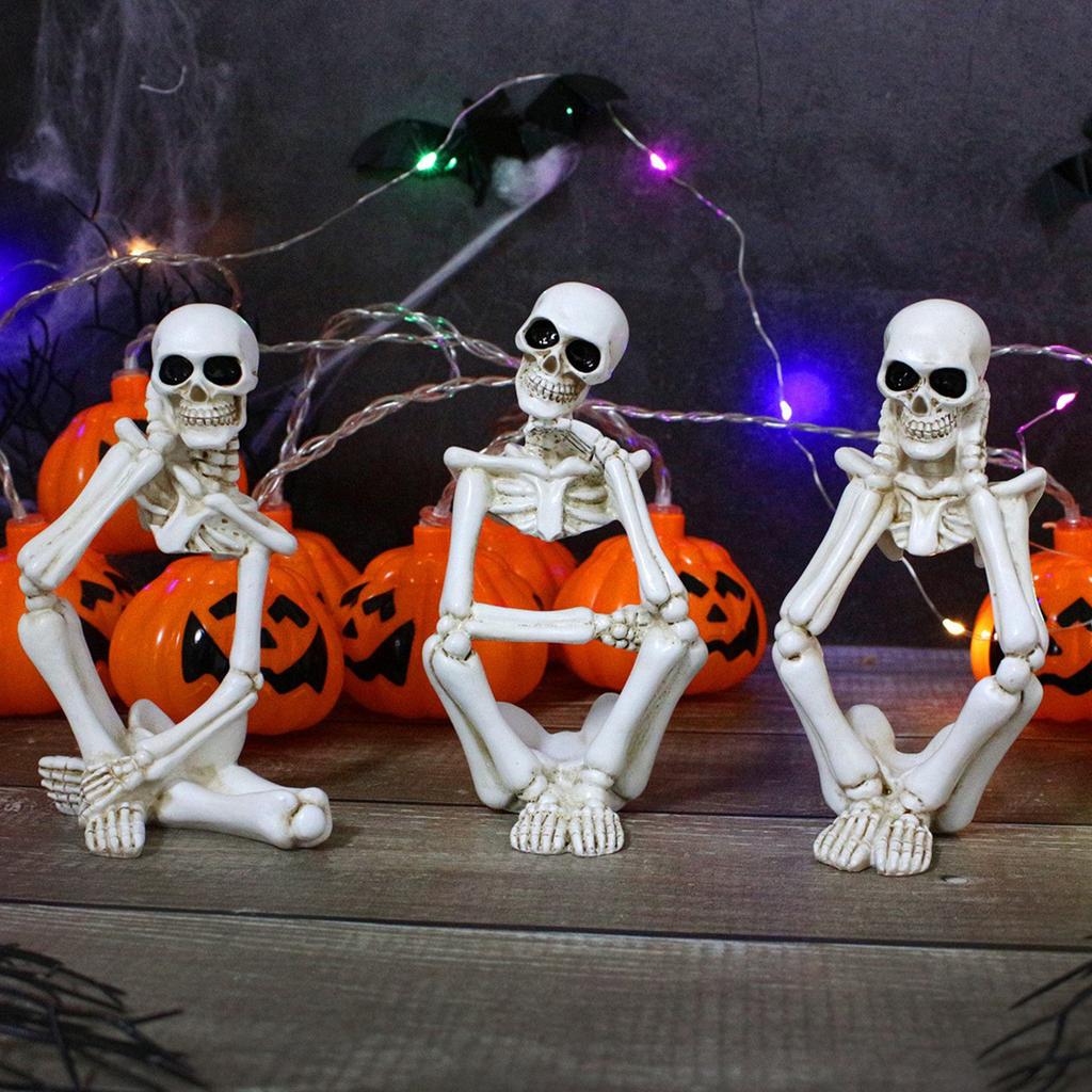 Think Skeleton Halloween Horror Haunted House Decoration Resin