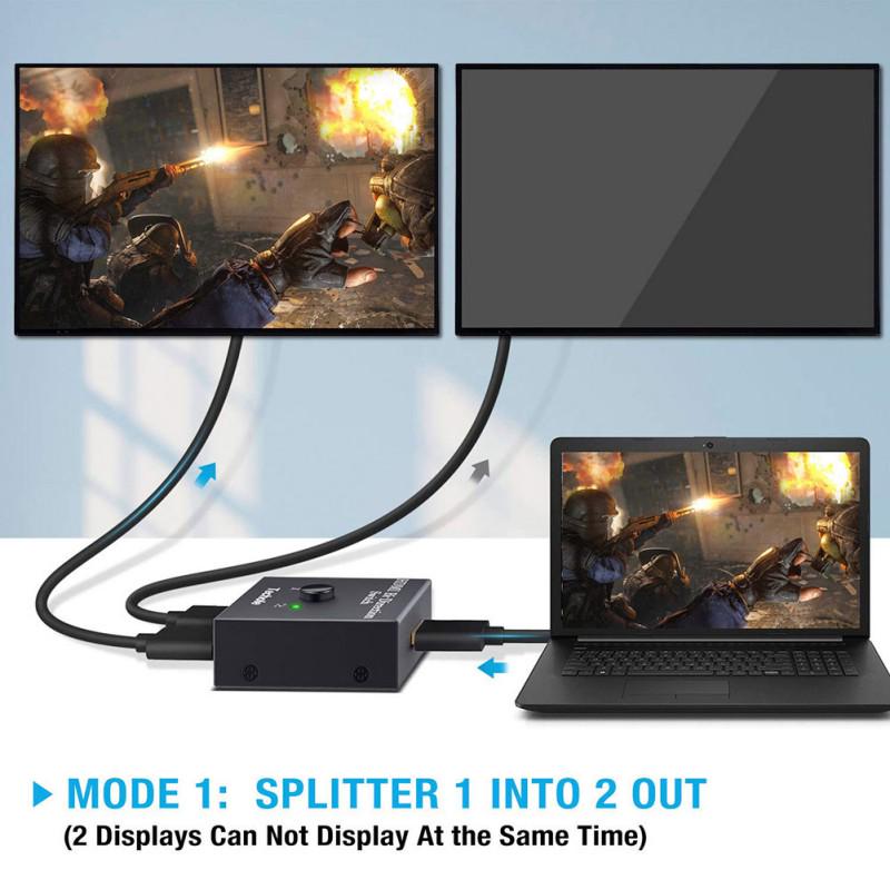 Interruptor HDMI 2 en 1 salida 1080P 4K HDMI Switcher Box Auto Splitter Switcher Plug And Play