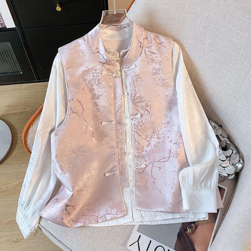 

Жаккардовый жилет высокая женская свободная майка жилет со стойкой ранний жилет тренд M (under 50kg recommended)