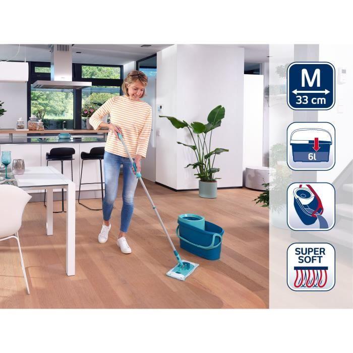 Set Lave Sol Avec Seau Essoreur Leifheit Clean Twist M Ergo 52120, Balais Serpillère Plat, Manche Télescopique De 110 À 140 Cm