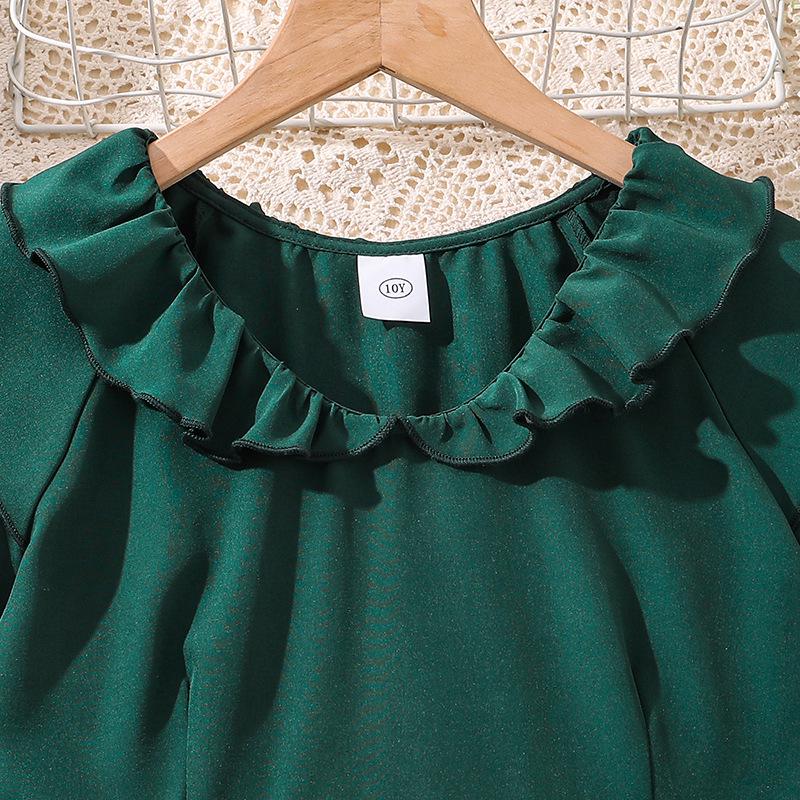Sommer Retro Patchwork Ärmel Prinzessinnenkleid für Mädchen - Einfarbige
