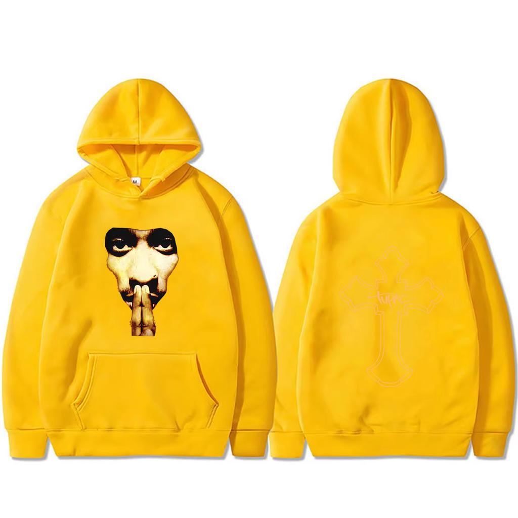Hot Rapper Tupac 2pac Cross Hoodie Unisex Hip Hop Oversized Streetwear Fashion Casual Fleece Cotton Pullover Hoodies