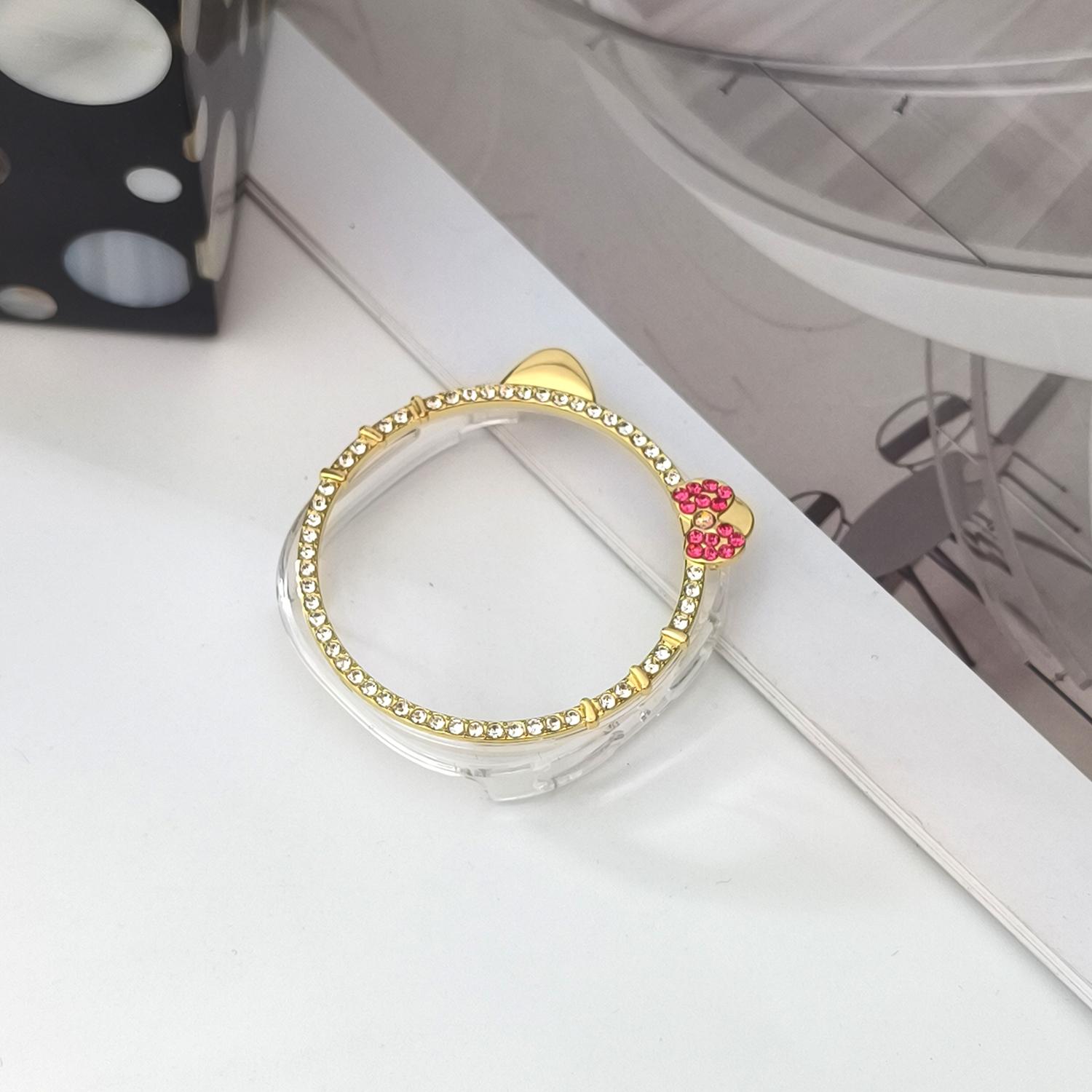 

Милі блискучі діамантові вушка кішки (Приготований на пару хліб у формі котячих вушок) Порожній корпус для Samsung Galaxy Watch8 40мм 44мм Захисний корпус з ПК Galaxy Watch8 44mm золотистий