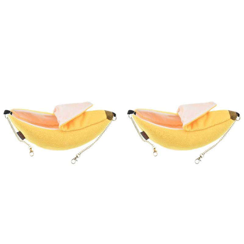 

ABUL-2X Pet Banana Bed Hamster Bed House Hammock Small Animal Bed House Cage Nest Hamster Accessories жовтий