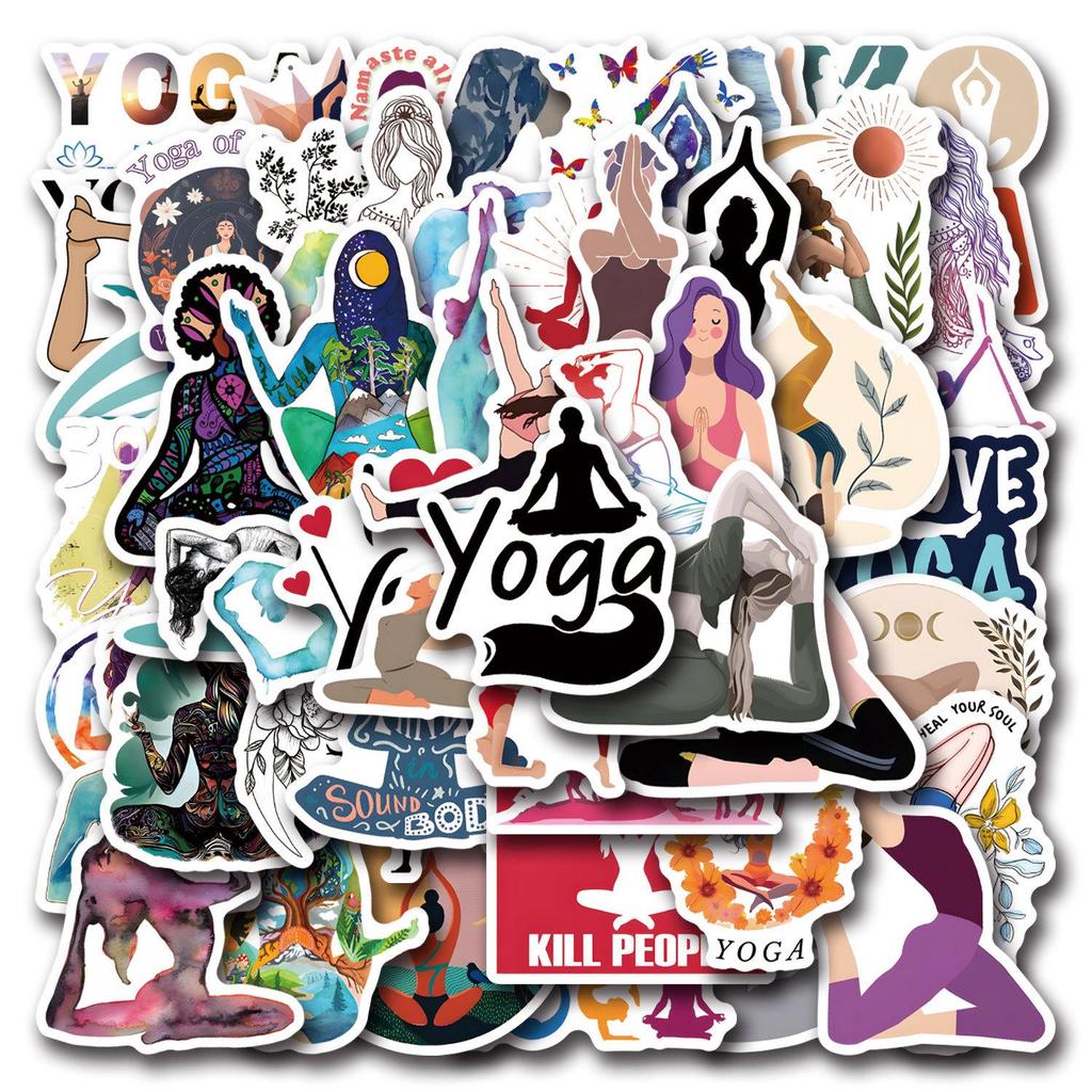 55 Yoga Cartoon Graffiti Stickers for DIY Phone & Laptop Decoration
