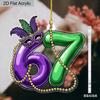 2D Flat Number 67 Shaped Mardi Gras Acrylic Sign, Drops, Suitable for wall decoration, porch, room, villa, accents Home, Hallway, or Workplace - Rusti