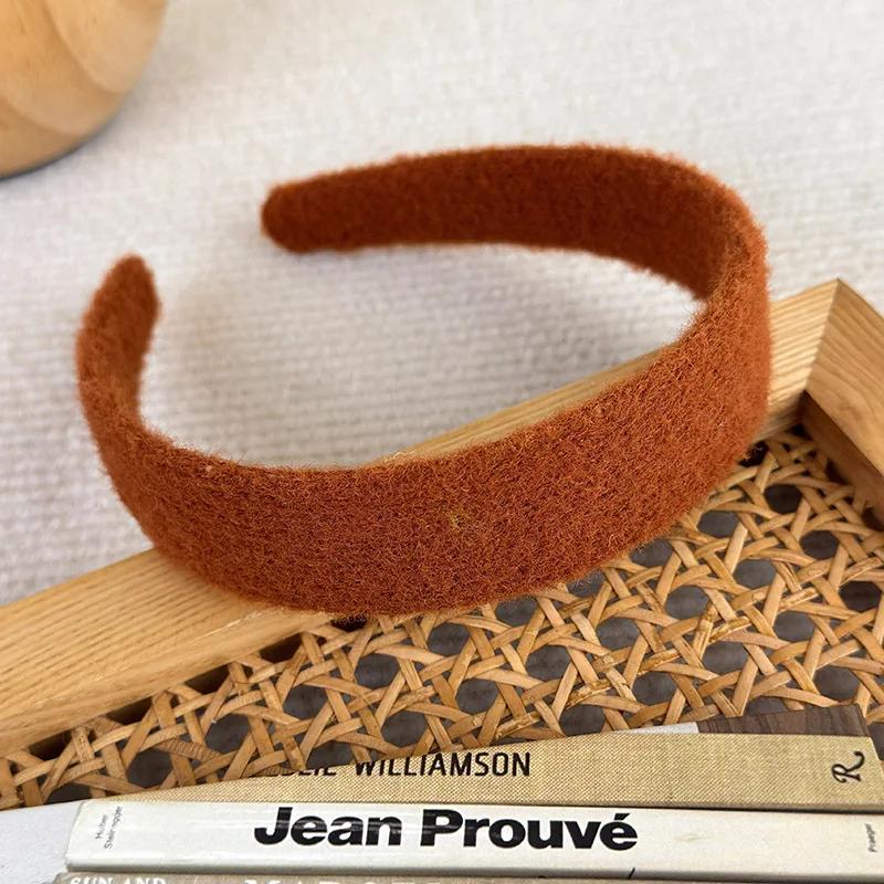 New Pumpkin Color Headband Velvet Sponge Wide Hair Band for Woman Girl Elegant  Hair Hoop Autumn/Winter Fashion Hair Accessories