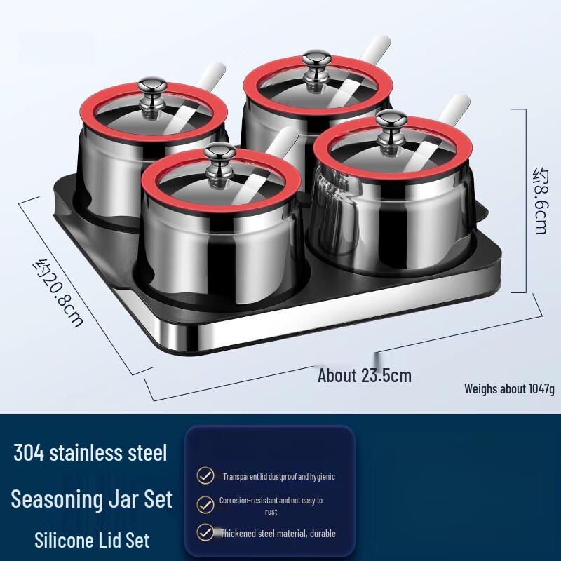 

Yunshuang 5-Piece Stainless Steel & Silicone Seasoning Jar Set