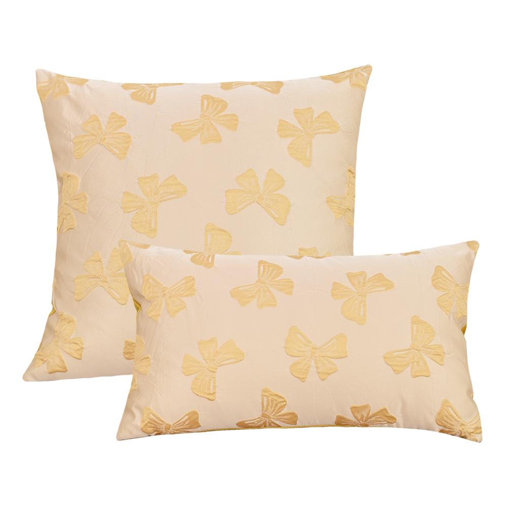 BUYNOW Jacquard Bow Pillowcase Without Pillow Core Korean Cute Girl Pink Bow Living Room Sofa Cushion Cover Home Bedroom Decor