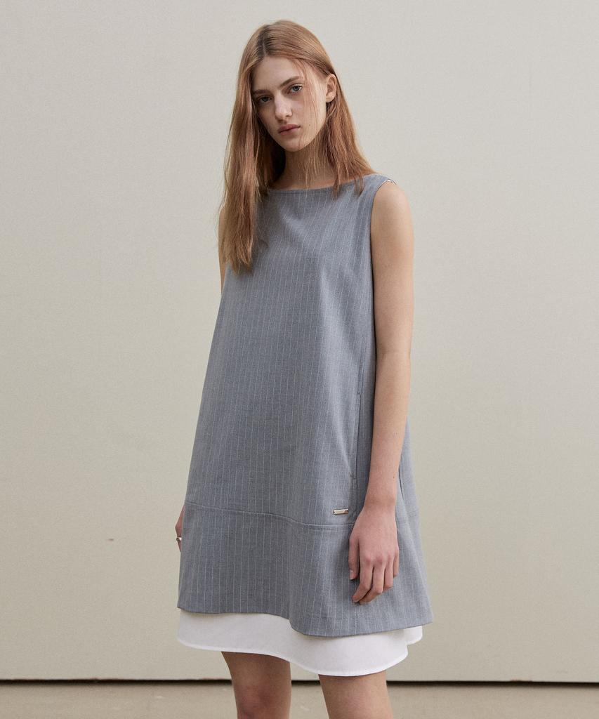 ARTID Boat Neck Layered Mini Dress_Grey