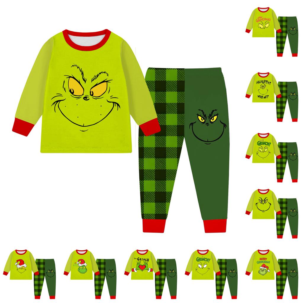 Kids' Casual Printed Long-Sleeve Neck Pullover Top and Pants Set