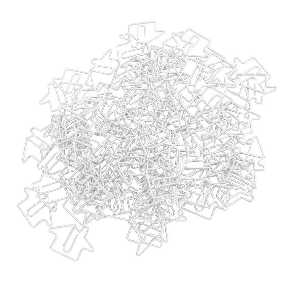 100Pcs House Shaped Paper Clips Iron Wire Multifunctional Decorative Fancy Paperclips for Organizing Marking Gift White