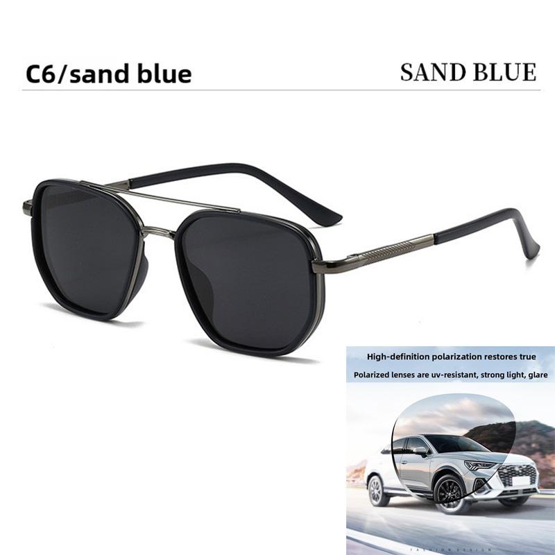 Polarized Sunglasses Men's Sunglasses, Driving Glasses Men's High-End Glasses UV Protection Metal Double-Beam Frame