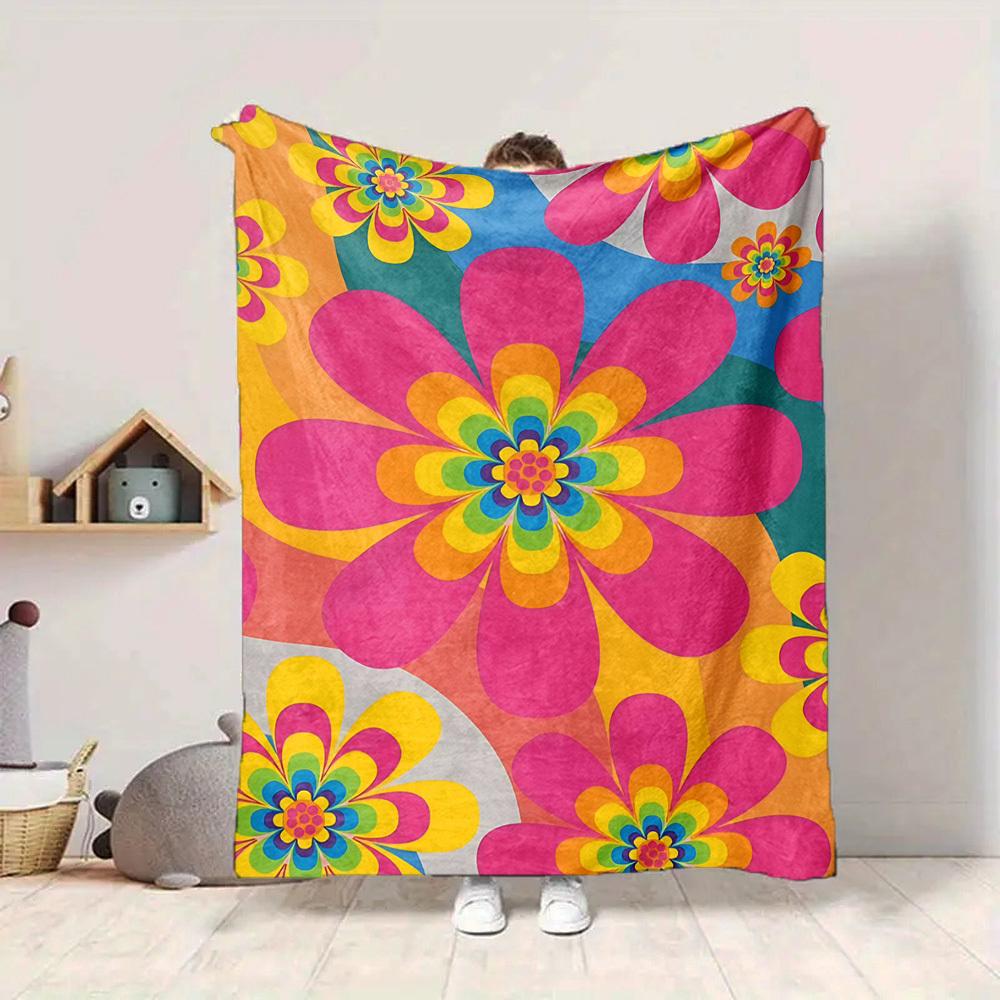 1pc Flower Pattern Blanket Warm, Cozy, And Soft, Suitable for Sofas, Beds, Cars, And Office Use.Perfect for Camping And Travel, Making It a Great Gift