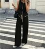 2025 European & American Women's Slimming Two-Piece Set: Sleeveless Top & Drawstring Wide-Leg Pants