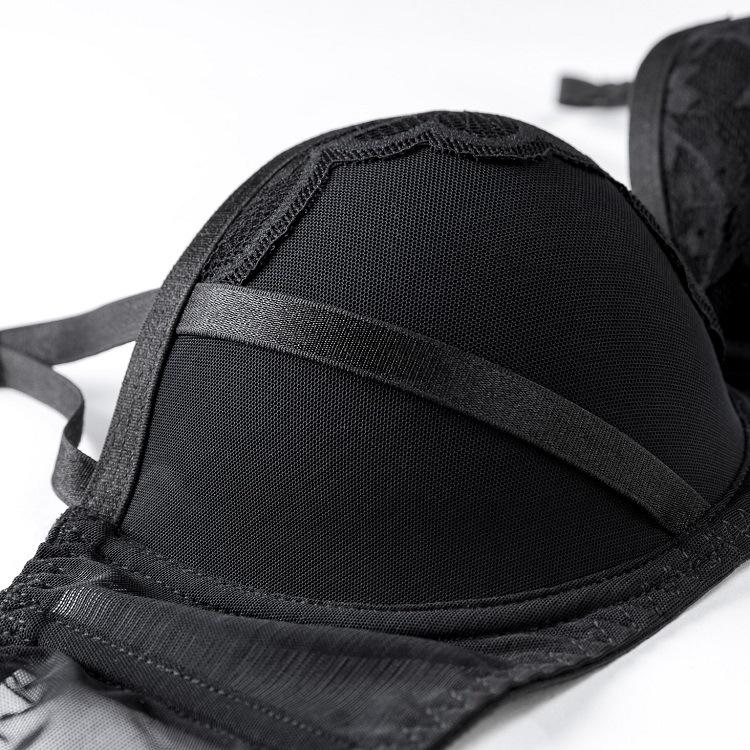 European & American Lace Push-Up Bra Set: Enhance Small Chests, Side Support Uplift, Anti-Sagging Design