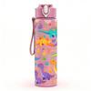 1PC Dinosaur Cartoon Colorful Sticker Print 750ml Color Plastic Sports Water Bottle Leakproof Flip Straw Lid Suitable for Sports Office Home Use