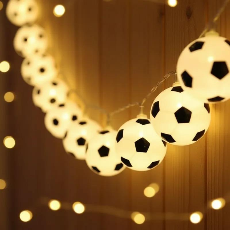 20 LED Soccer Ball String Lights Decorative Fairy Lights for Garden Balcony Bar Party Outdoor Indoor Sports Theme Mood Lighting