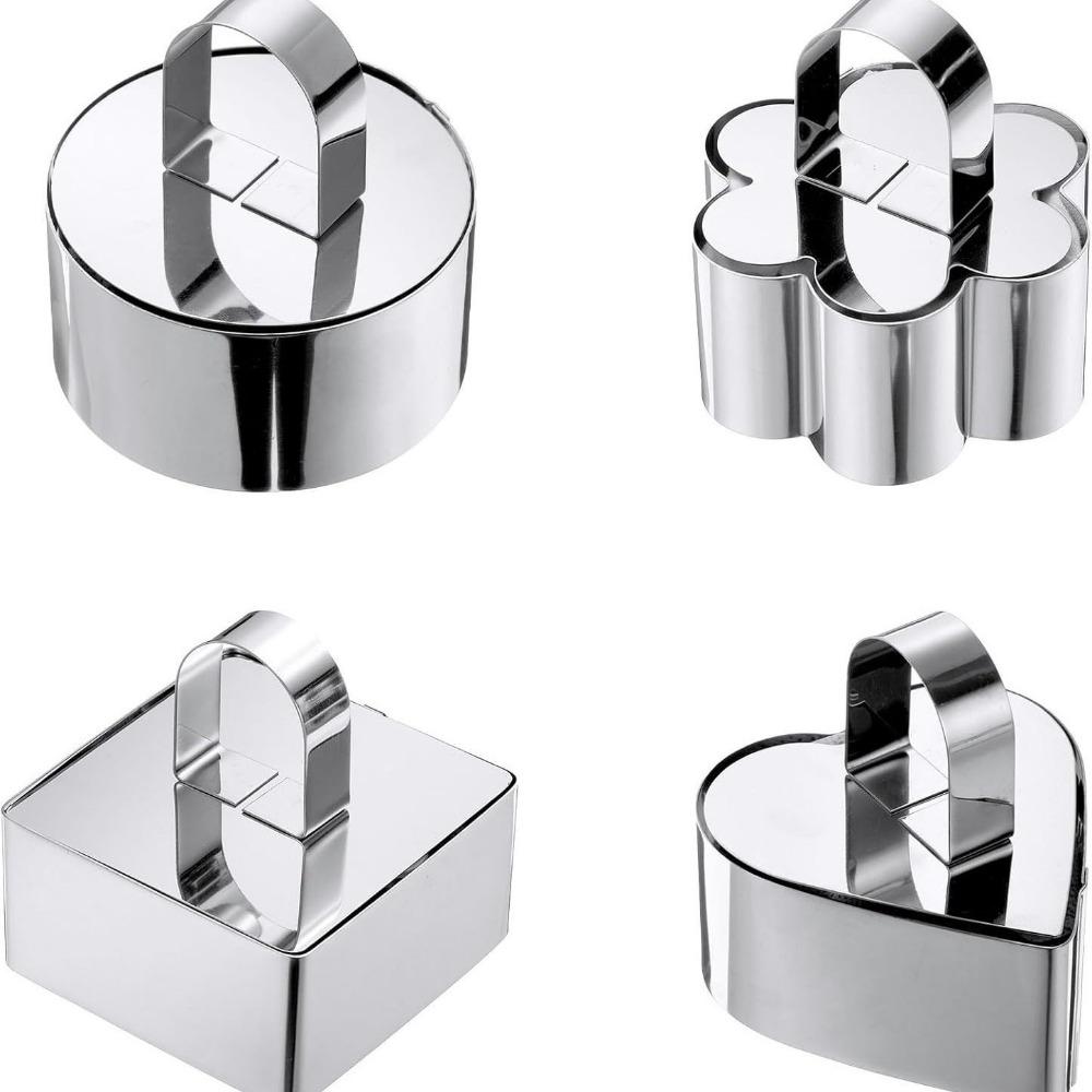 4Pcs Stainless Steel Cake Ring Mold Reusable Cooking Ring Mousse Mold  Baking Mousse Desserts