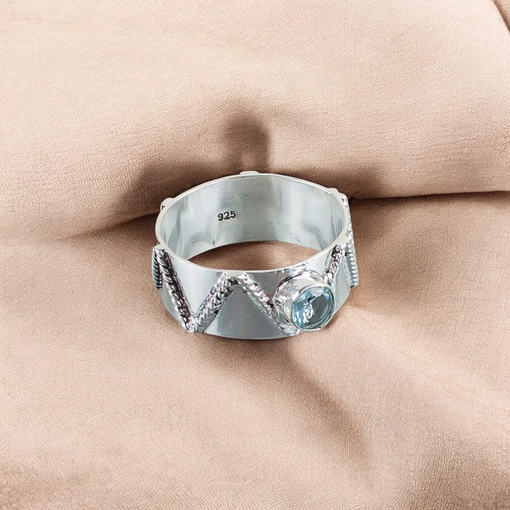 Sky Blue Topaz Gemstone 925 Sterling Silver Jewelry Handmade Ring Gift For Him RR-15-12