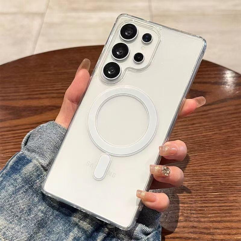 For Magsafe Magnetic Charge Transparent Phone Case For Samsung Galaxy S25 S24 S23 Ultra S22 Plus S21 FE Lear Acrylic Slim Cover