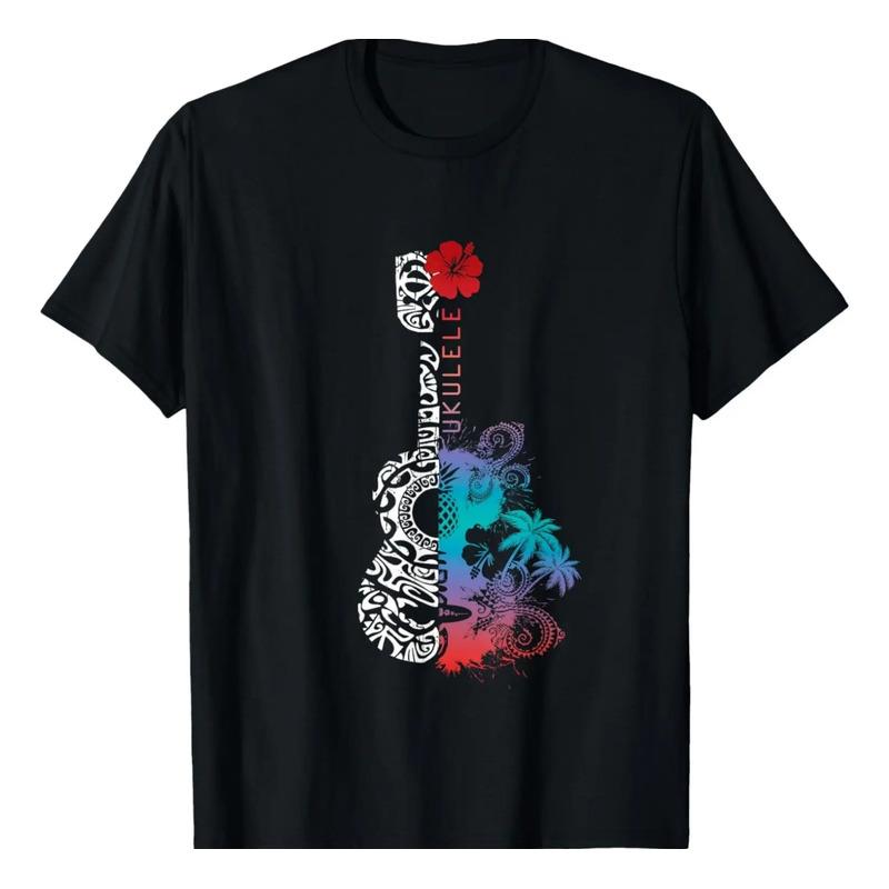 Camiseta Tattoo Tribal Pattern Ukulele - Hawaii Music S