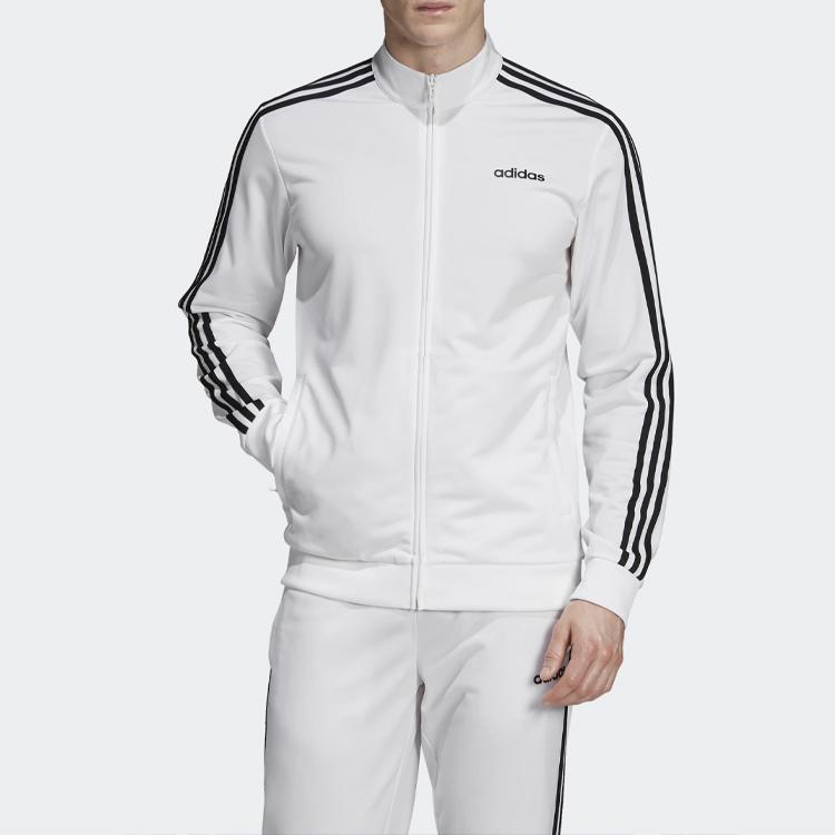 adidas Essentials 3-Stripes Tricot Track Jacket White Black Men's EB3989