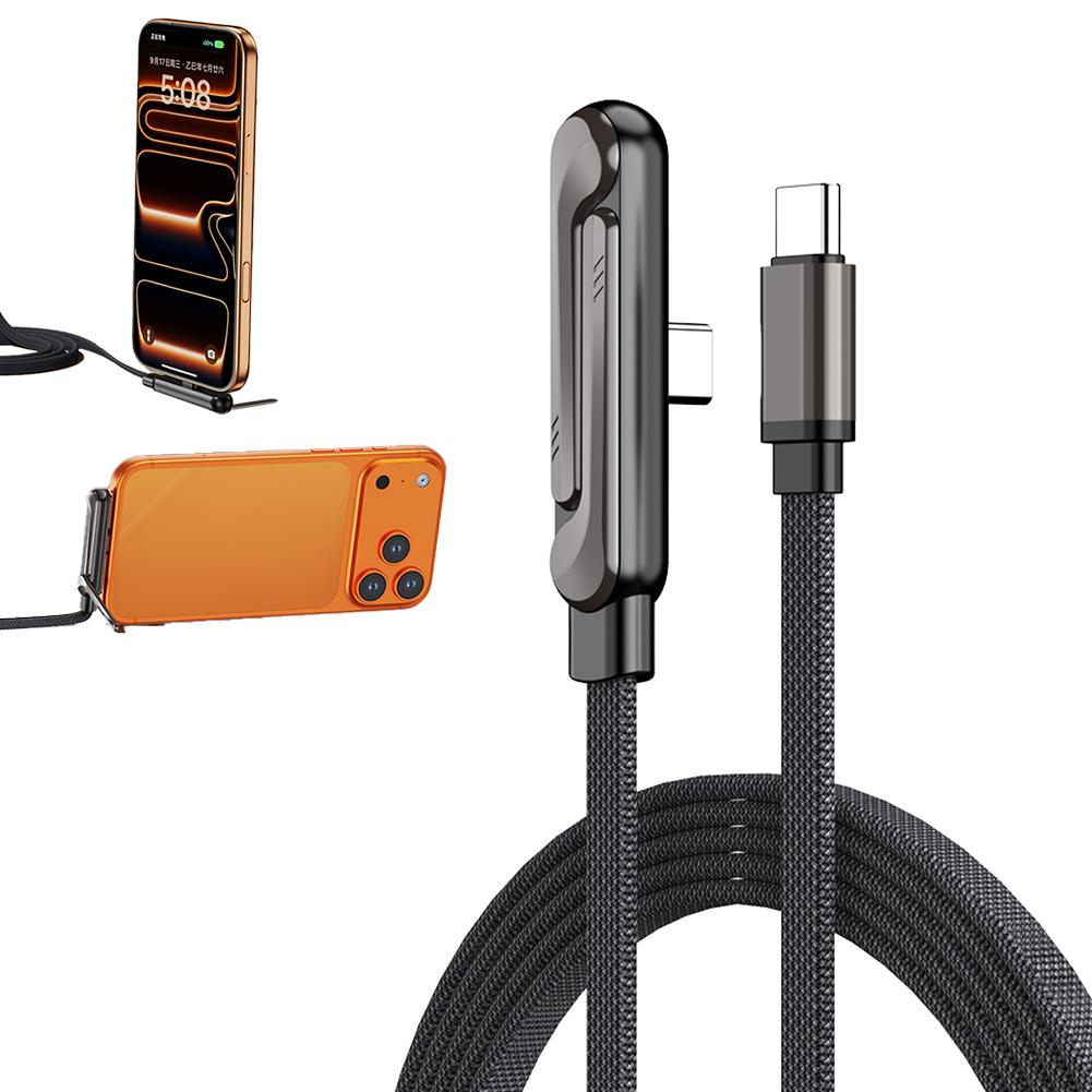 240W 2IN1 Fast Charging Cable With Invisible Holder Folding Phone Stand Type-C To Type-C Data Cable Suitable For Iphone17 Huawei