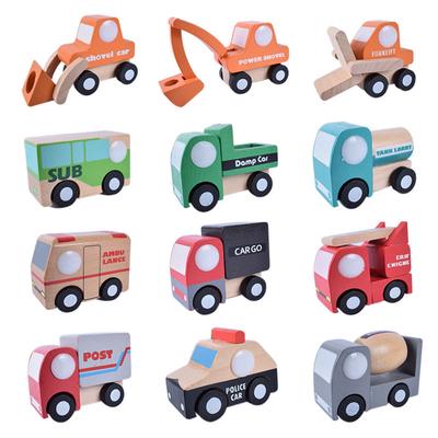 12 piezas/Set Serie Viento Japonés Trolley Avión Madera Coche Infantil Modelo Coche de Ingeniería Juguete Cognitivo para Bebés B155