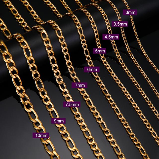 Collier chaîne Figaro Teamer pour Hommes Femmes Basique Punk Couleur Or Acier Inoxydable Long Collier Chokers Hommes Hip Hop Bijoux Cadeaux