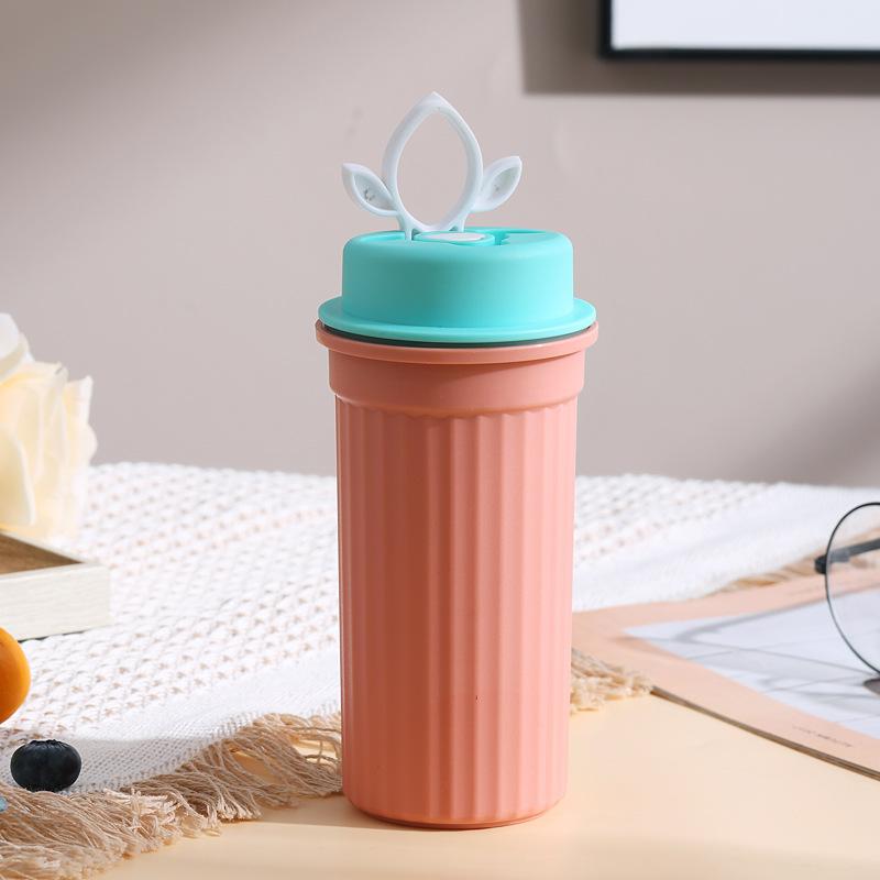 Simple Plastic Water Bottle Sealed Portable Coffee Cup for Office Outdoor 350ml KTY