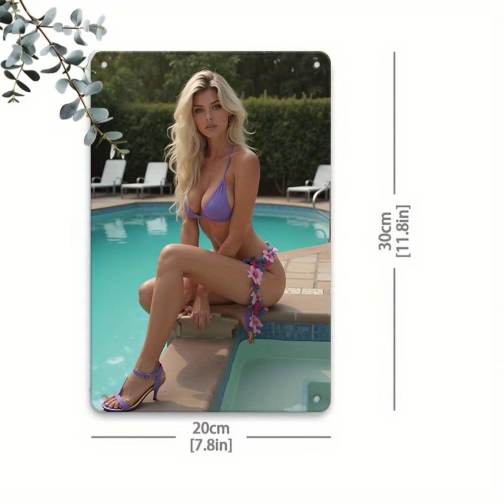 Retro Beach Iron Wall Art Sign Waterproof Metal Poster for Bar Poolside Decor