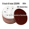 9-Inch Flocked Sanding Disc with 6 Holes, Self-Adhesive Backing, Round, Dry Sandpaper, 215MM