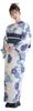 Yukata Morning Japanese Easy To Wear by One Person Summer FREE (Dita) Women's 5-Piece Set Navy, Blue, White, Hydrangea, Glory, Style, Retro, Simple,