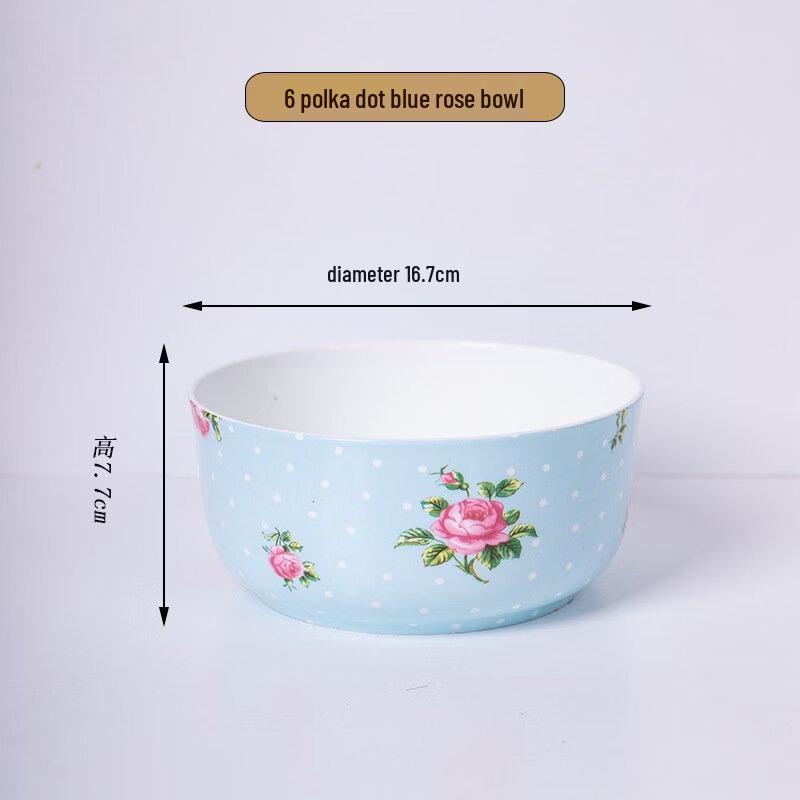 Abay 6-inch Polka Dot Blue Rose Bone China Bowl with Lid
