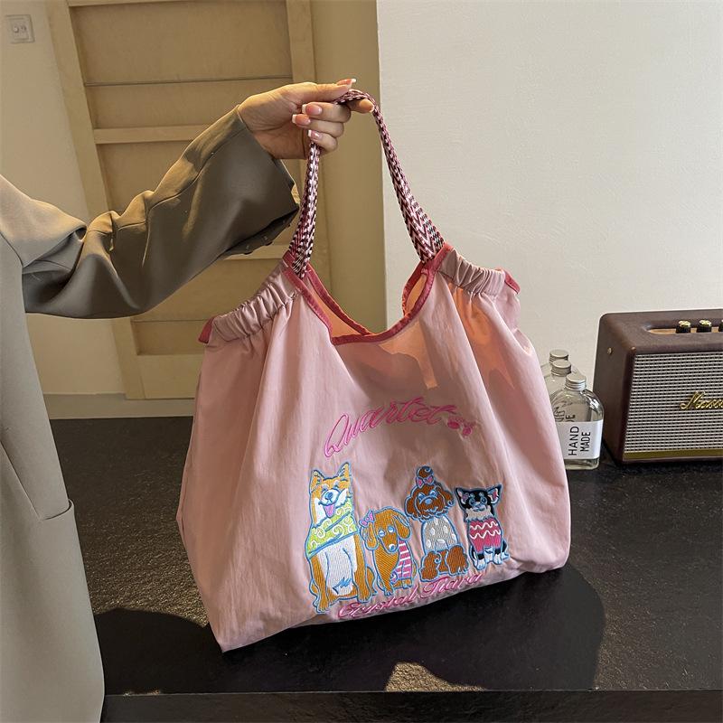 Stylish Large Capacity Embroidered Tote Bag for Women - Versatile, High-End Feel, Perfect for Casual Outings and Single Shoulder Wear.