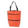 Einkaufswagen Faltbare Tasche Große Kapazität Reißverschlussdesign Oxford-Gewebe mit Rad für Camping Orange