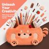 Cartoon Plush Pencil Box Large Capacity Stationery Storage Bag Raccoon Pencil Case  Gift