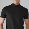 Men Half High Collar Slim Fit T-shirt Summer Casual Short Sleeve Solid Color Elastic Thin Pullover Tee Shirt