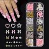 12-Grids Floral Steel Beads & Pearl Rhinestone Nail Art Decor Set