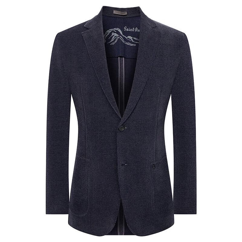 Baoxiniao Men's Slim Fit Dark Grey Interlock Knit Blazer