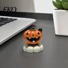 Indoor Halloween Ornaments Spooky Figurine, Small Resin Rotating Ghost Skull Pumpkin Gravestone Fall Farmhouse Decor Statue, Collectible Tabletop